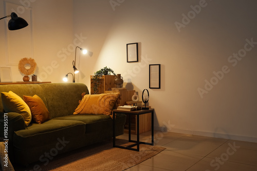 Interior of dark living roo...