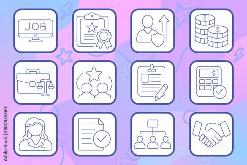 Construction set icon. Builder, courthouse, blueprint, bricks, wrench, building, measure, drafting, crane, barrier, hook, pencil, architecture, engineering, project, development