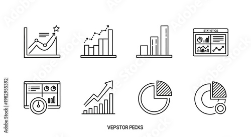 Business Analytics Icons: Charts, Graphs, and Data Visualization Set