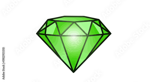 Shimmering Green Gemstone Diamond Cut Faceted Crystal Isolated