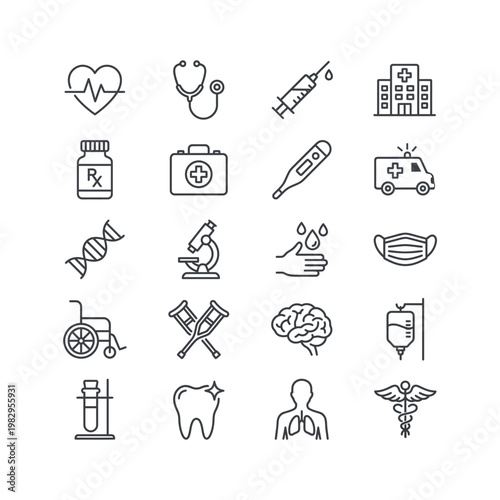 Healthcare and Medical Line Icons Set