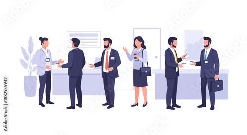 Business Meeting: Diverse Professionals Networking and Discussing Ideas in Modern Office