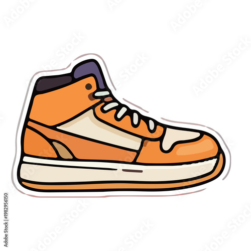 Orange High Top Sneaker Sticker