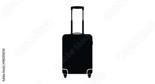 A black suitcase stands isolated on a white background a striking silhouette