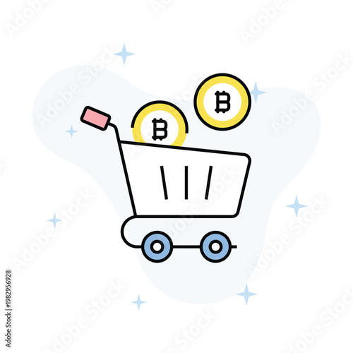 Crypto Cart Vector Fill outline Icons Eps 10 File