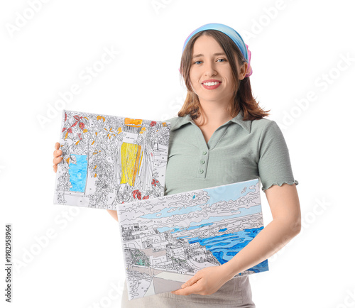 Female artist with painting...