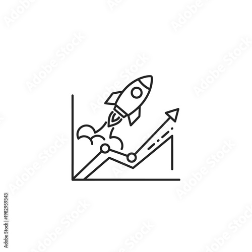 Rocket launching upwards on a graph.