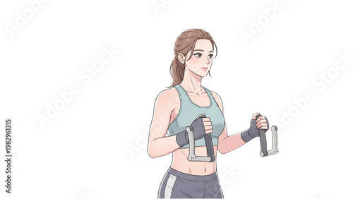 Woman exercising with dumbbells transparent background PNG in gym