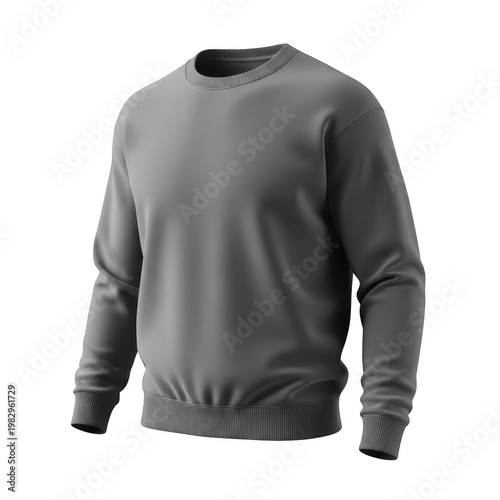 Plain grey crewneck sweatshirt isolated on white