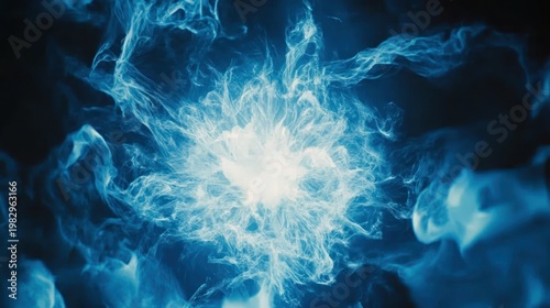 Abstract energy burst, blue ethereal center