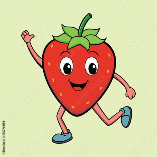 A funny tomato cartoon character with a bright smile posing happily