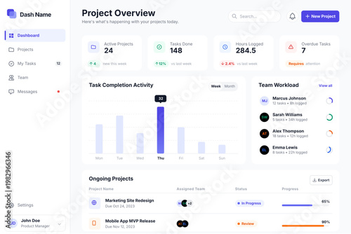 Modern CRM dashboard interface showing analytics, customer leads, pipeline tracking, and performance metrics. Ideal for business apps, SaaS platforms, data visualization, and management systems.