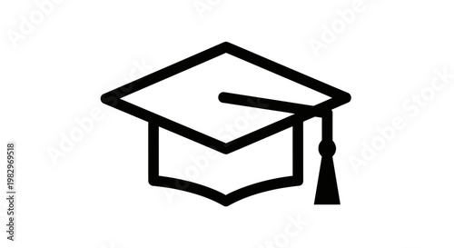 Graduation Cap Icon, Academic Hat Symbol for Education and Achievement