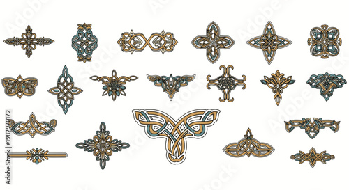 Celtic Knotwork Symbols and Norse Decorative Ornaments Vector Set for Tribal Branding and Tattoo Design