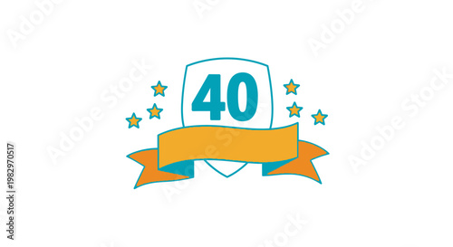 Forty Years Anniversary Ribbon Badge.