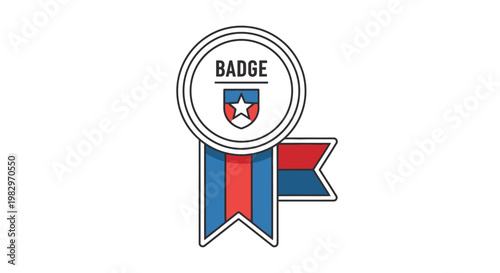 Blue Red and White Badge Ribbon.