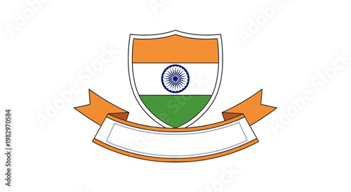 Indian Flag Emblem Shield Symbol.