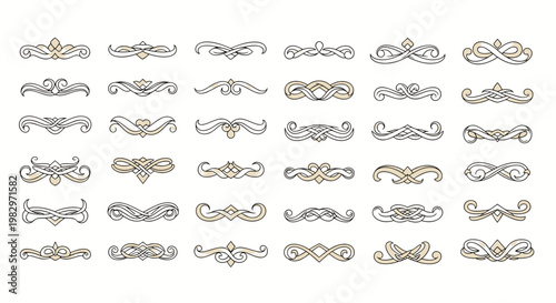 Elegant vintage decorative dividers and calligraphic flourishes set for wedding invitations and luxury graphic design