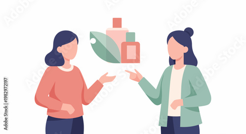 Two Women Discussing Natural Beauty Products.