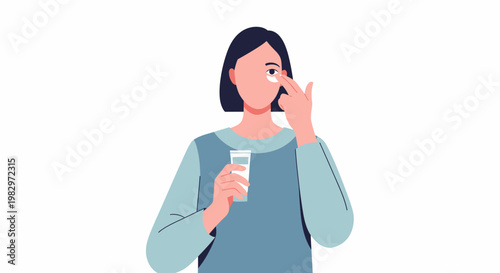 Woman Applying Eye Drops for Dry Eyes.