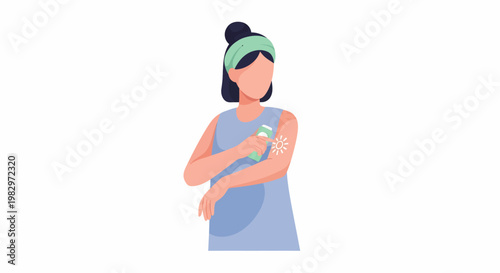 Woman Applying Deodorant to Armpit for Personal Hygiene.