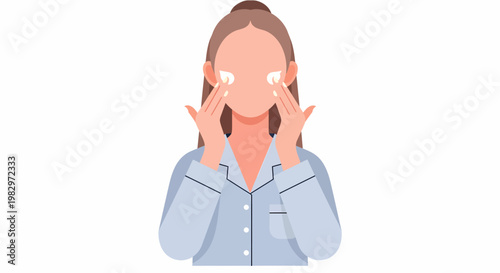 Woman applying eye cream for skincare routine.