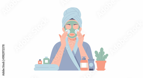 Woman Applying Face Mask for Skincare Routine 2.