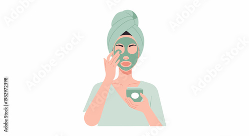 Woman Applying Face Mask for Skincare Routine 3.