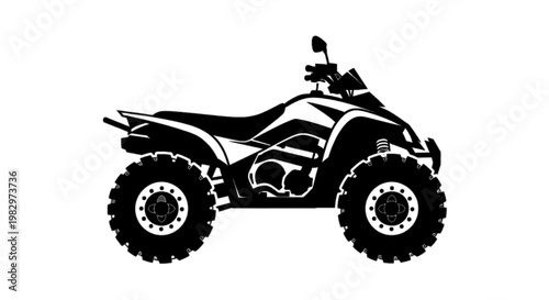 Vector illustration of black silhouette of an allterrain vehicle atv quad bike on a transparent background