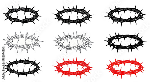 Crown of Thorns Collection: Black, White, and Red Designs