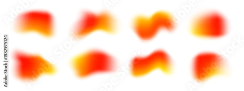 Set of soft, fluid orange blur shapes or spots vector elements