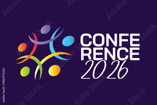 Creative 2026 conference logo with colorful abstract people in star shape