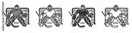Sketch goalie icon design set