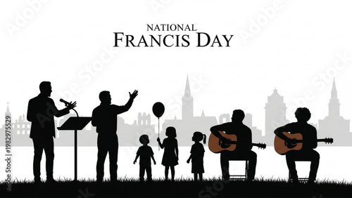 Silhouette of Music Band and People Celebrating National Francis Day