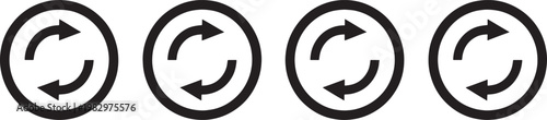 Black and white circular arrows in clockwise and counterclockwise directions circle
