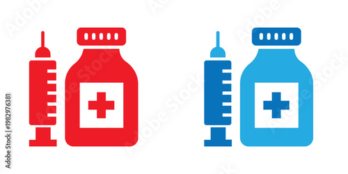 Medical Syringe and Vaccine Bottle Icon