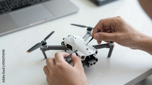 Hands Assembling Tiny Drone