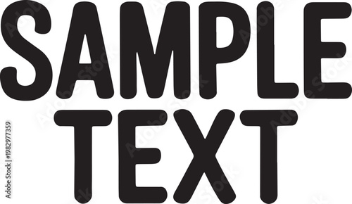 Bold black "sample text" in distressed, grunge-style typography, isolated on white background, grunge typography