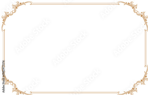 Elements of ornate vintage frames. Border gold on white classic calligraphy swirls, floral motifs. Design print for greeting cards, wedding invitations, restaurant menu, royal certificates. Set 81

