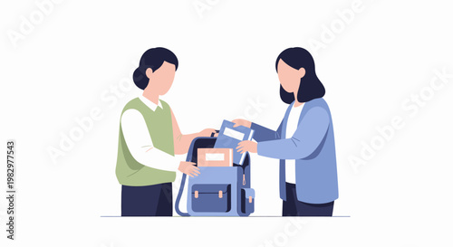 Two women packing a backpack for a trip together.