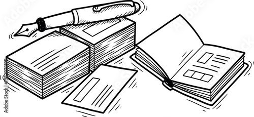 Vintage illustration of books and quill a nostalgic study of literary tools and knowledge