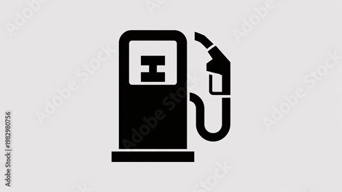 A black and white icon of a gas pump on a plain background