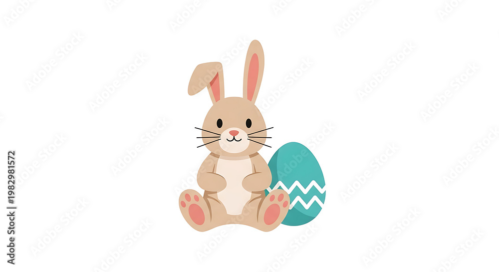 Obraz premium Easter bunny, cartoon rabbit, colorful egg, holiday icon