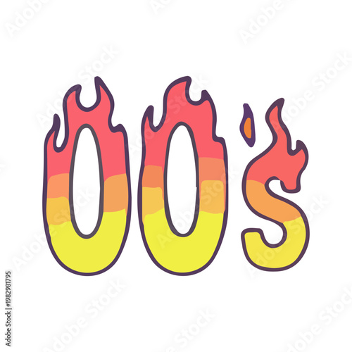 Retro 2000s Fire Text Graphic