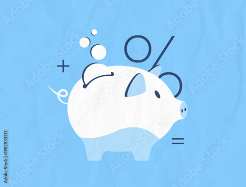 Interest rates concept with piggy bank and financial growth for investment planning. Interest rates help increase savings and support wealth management for personal finance goals vector illustration