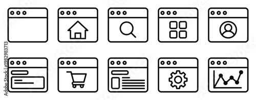Website icon set line style for web interface navigation dashboard and digital design