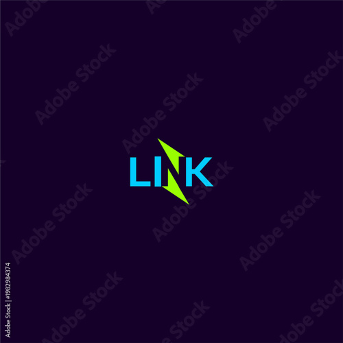 Bold tech wordmark logo embedding lightning bolt as negative space letter N within LINK, ideal for networking, connectivity, digital platform, energy, and technology startup brand identity design