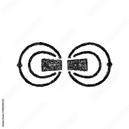 Sketch magnetic field lines icon design