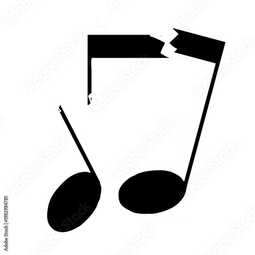 Digital composite. Broken notes, Concept dissonance, out of tune,  noise, racket, disharmony, discord, conflict, music,notation,