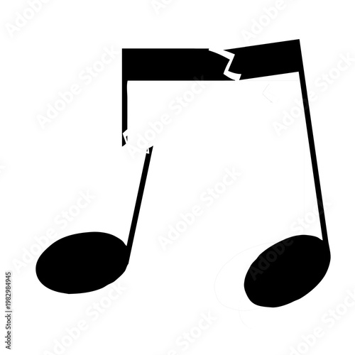 Digital composite. ..Broken notes, Concept dissonance, out of tune,  noise, racket, disharmony, discord, conflict, music,..notation, ..PNG file